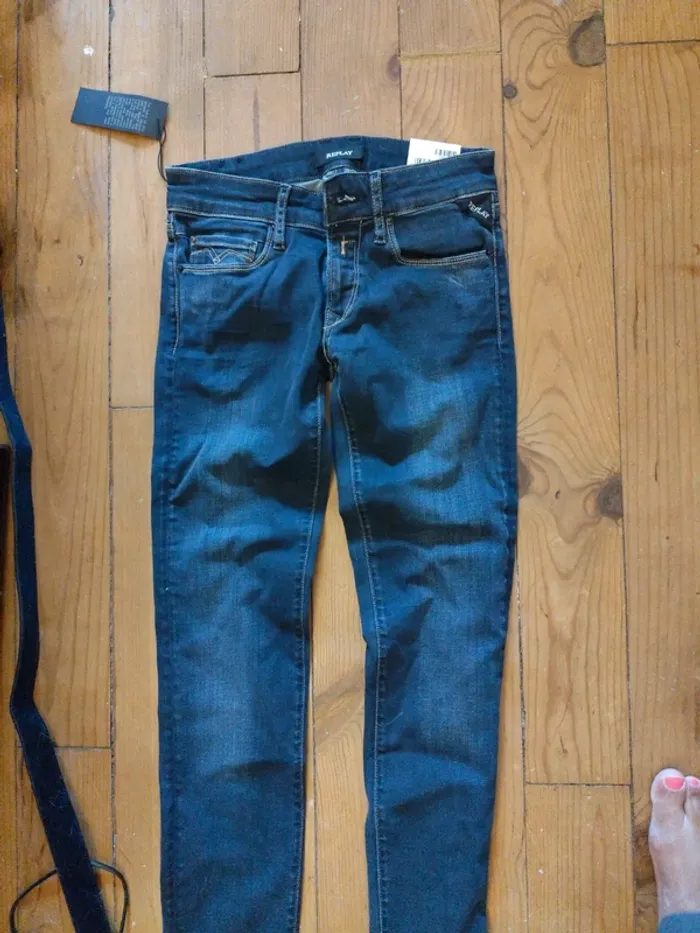 Jean skinny stretch denim Replay 25x 30 us bleu marine - photo numéro 3