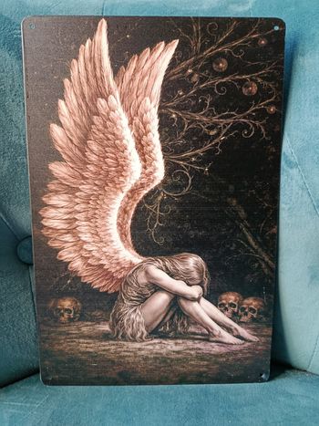 Plaque métal Ange neuve 20x30cm