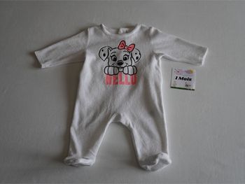 Pyjama velours blanc fantaisie "Les 101 Dalmatiens" Disney Baby 1 mois