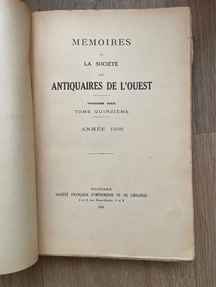 La société  tome quinzième Antiquaires de l’ouest 1938 - photo numéro 4