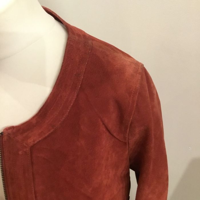 Blouson femme en daim rose foncé - photo numéro 7