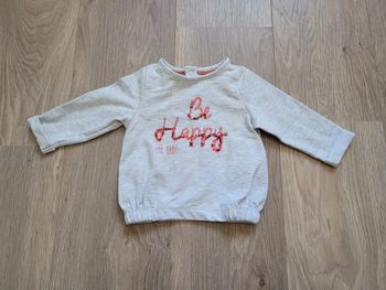 Pull gris "Be Happy" avec sequins