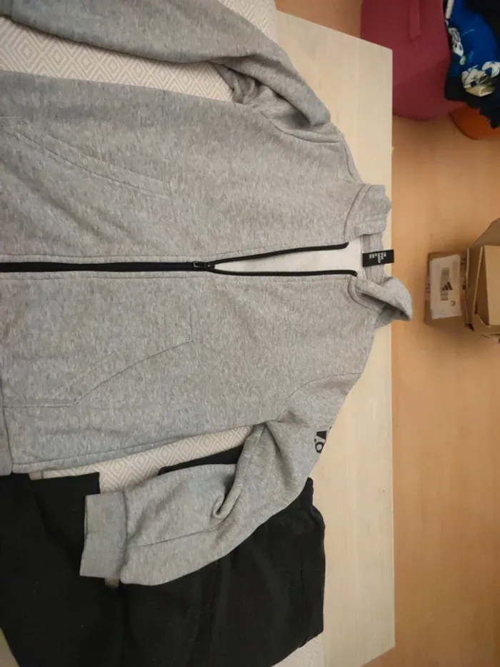 Survêtement jogging gris noir adidas 12 ans - photo numéro 6