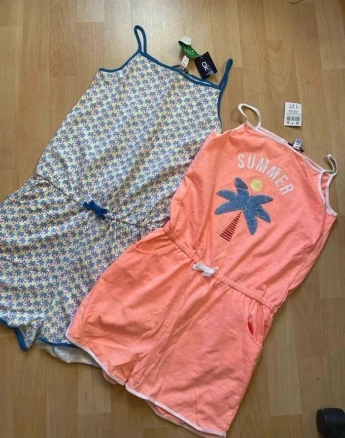 Lot deux salopettes shorts courtes, combinaisons short marque Okaïdi taille 12 ans Neuves