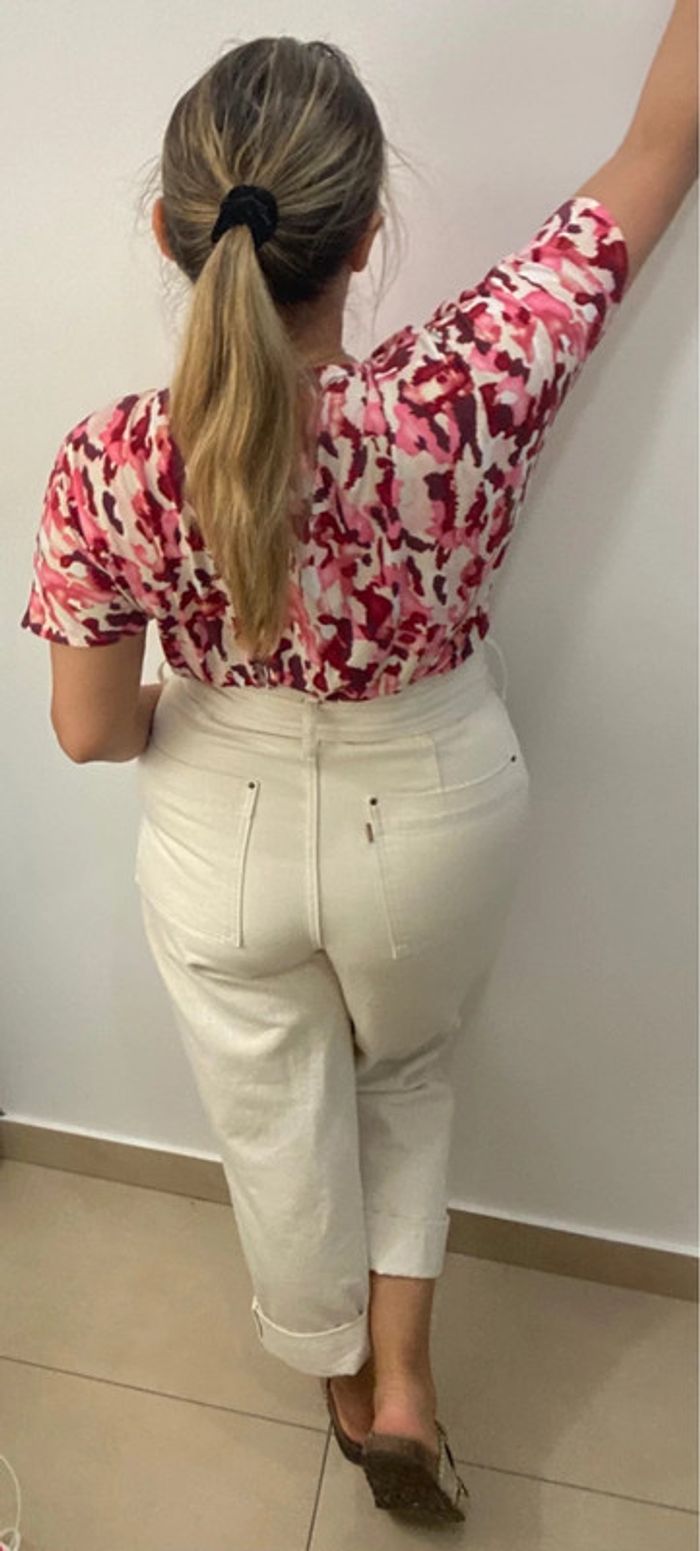 🌸 Top imprimé Woman  col v froncé devant Taille M - photo numéro 5