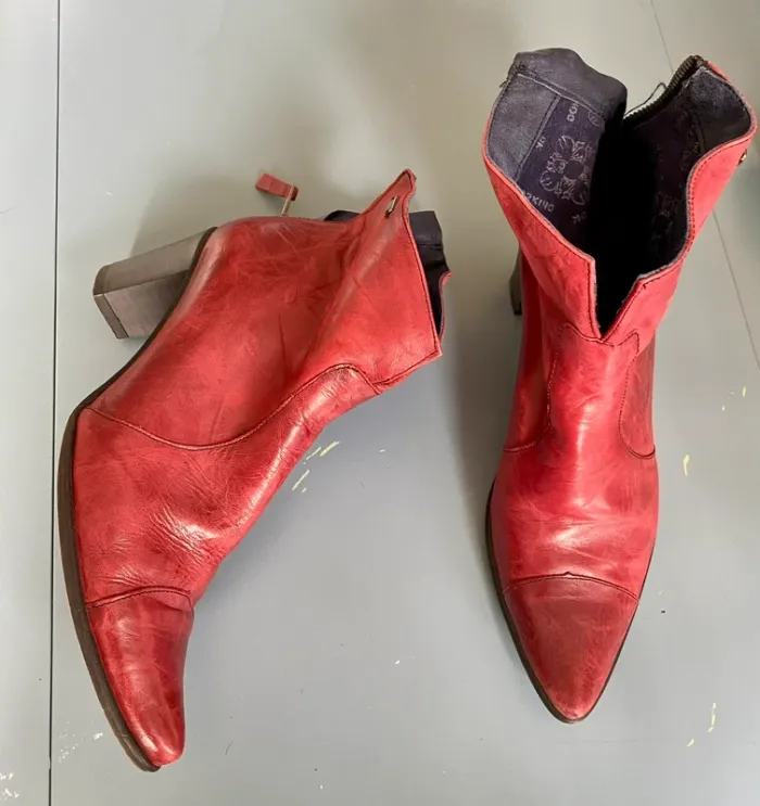 Bottines à talons en cuir rouges Dorking taille 39 - photo numéro 3