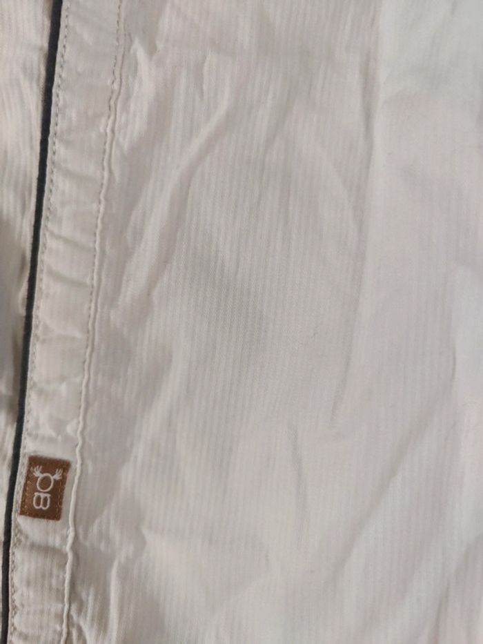 Chemise blanche avec motif rayure blanche col mao - photo numéro 4