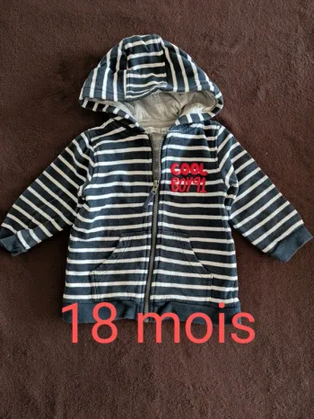 Sweat zippé 18 mois garçon