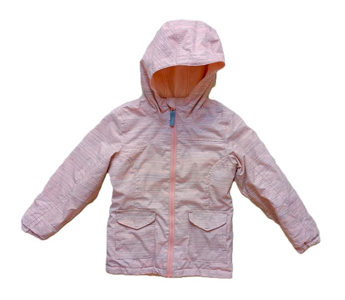 Doudoune légère rose et gris à capuche. Réversible. Quechua. Decathlon. Taille 4 ans
