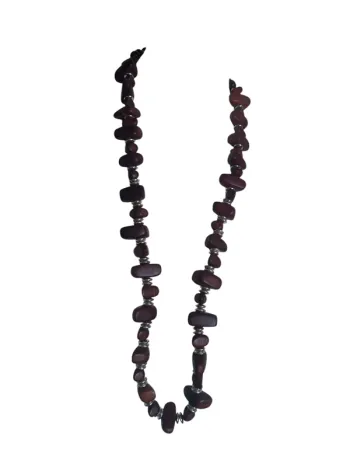Collier necklace long sautoir bois ethnique