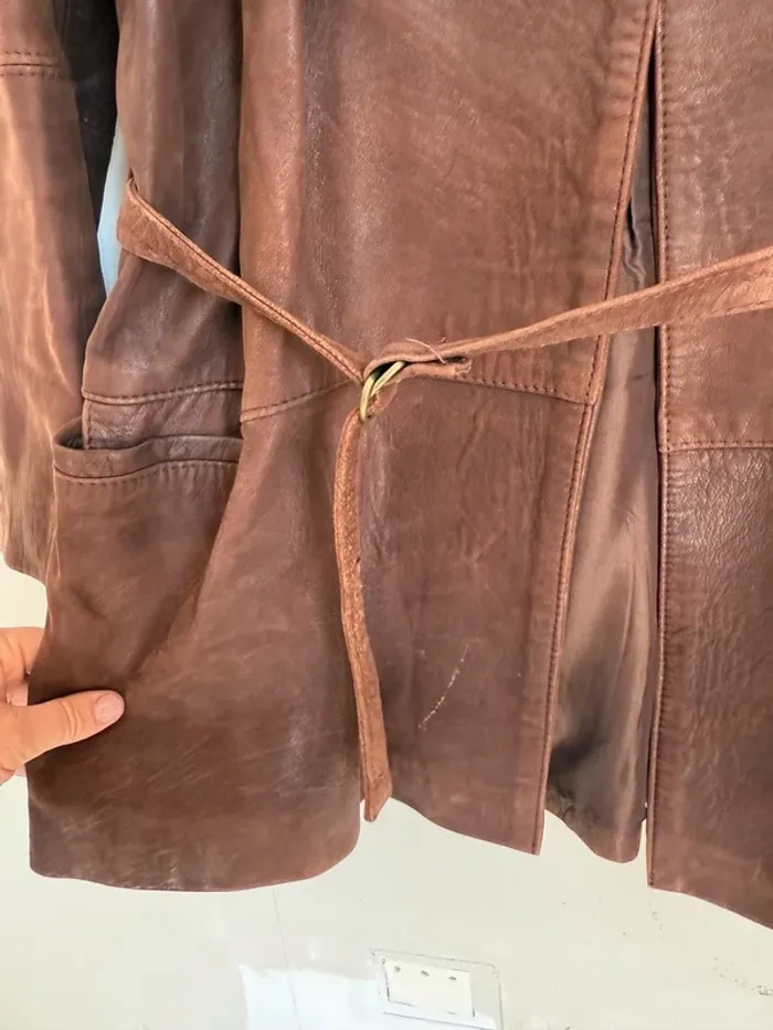 Veste en cuir marron Tehen - photo numéro 5