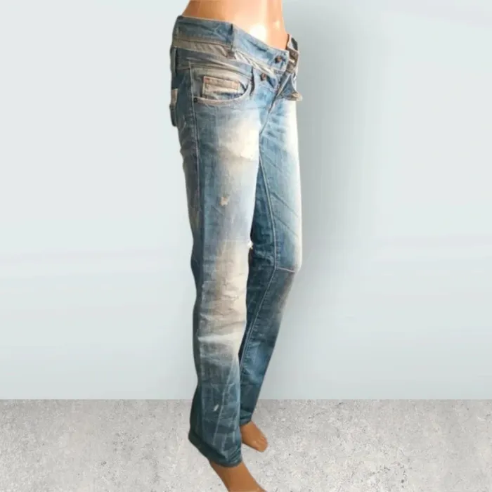 Jean vintage y2k SALSA look boyfriend effet destroy ,coupe straight fit ,taille basse ,100 % coton - photo numéro 6
