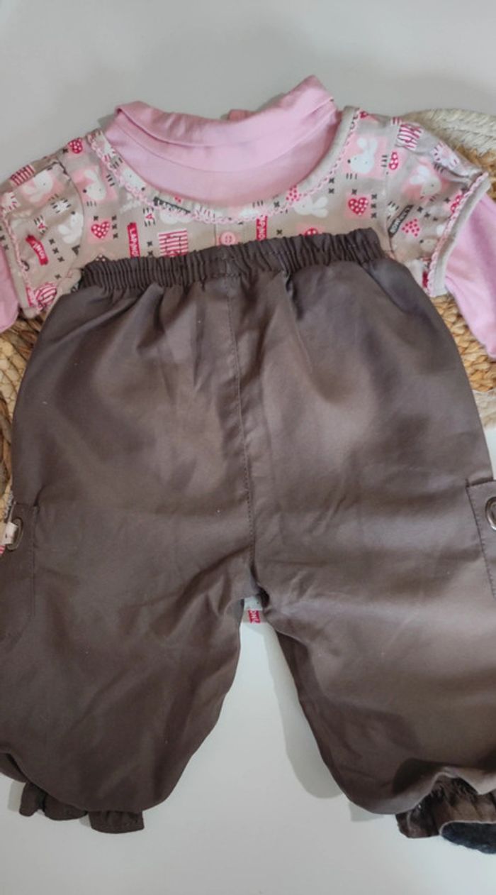 Ensemble bébé fille tee shirt manches longues col roulé sous pull avec pantalon jogging - photo numéro 10