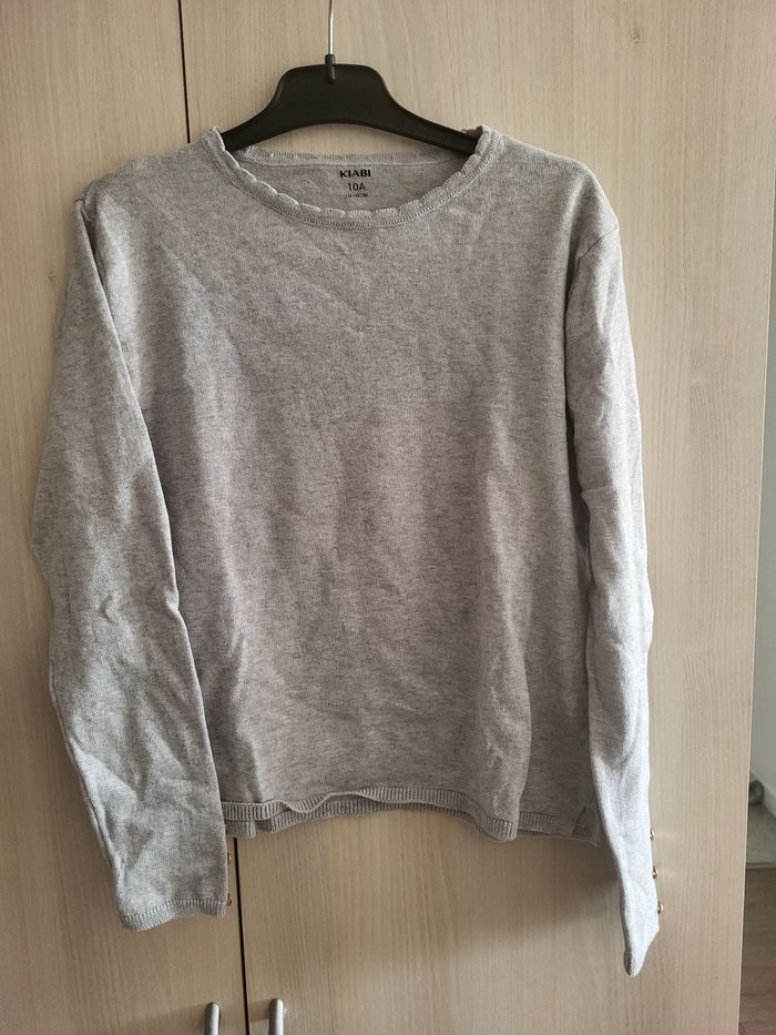 Pull fin Kiabi gris 10 ans