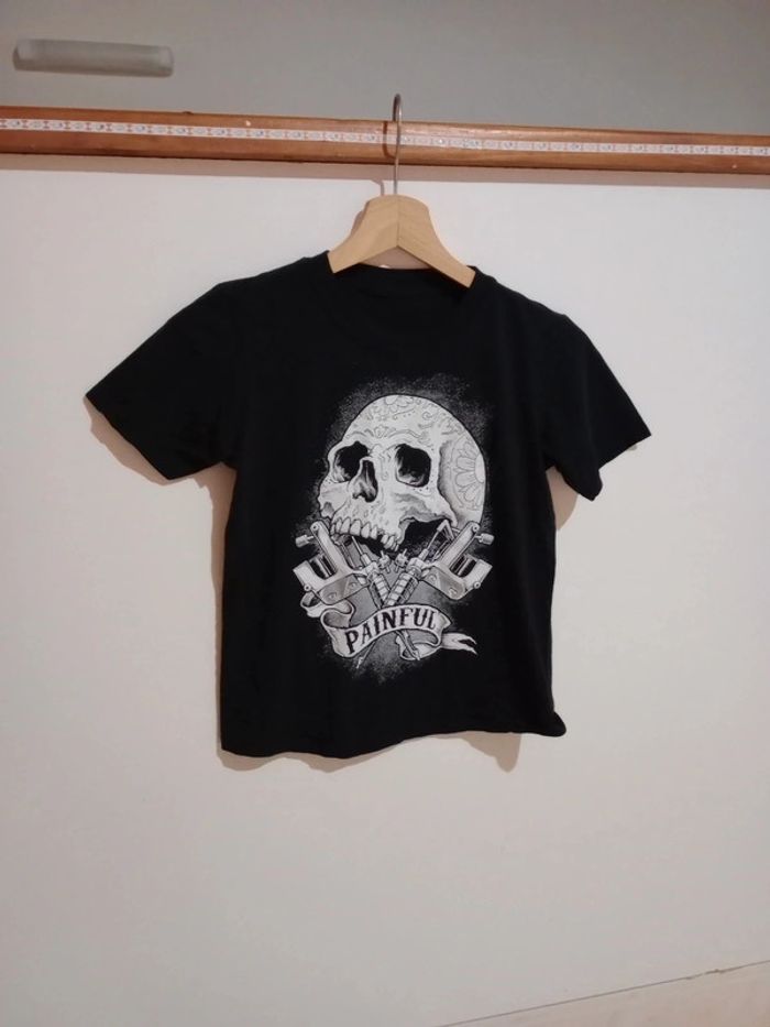 T-shirt 8 ans noir tête de mort c73 - photo numéro 1