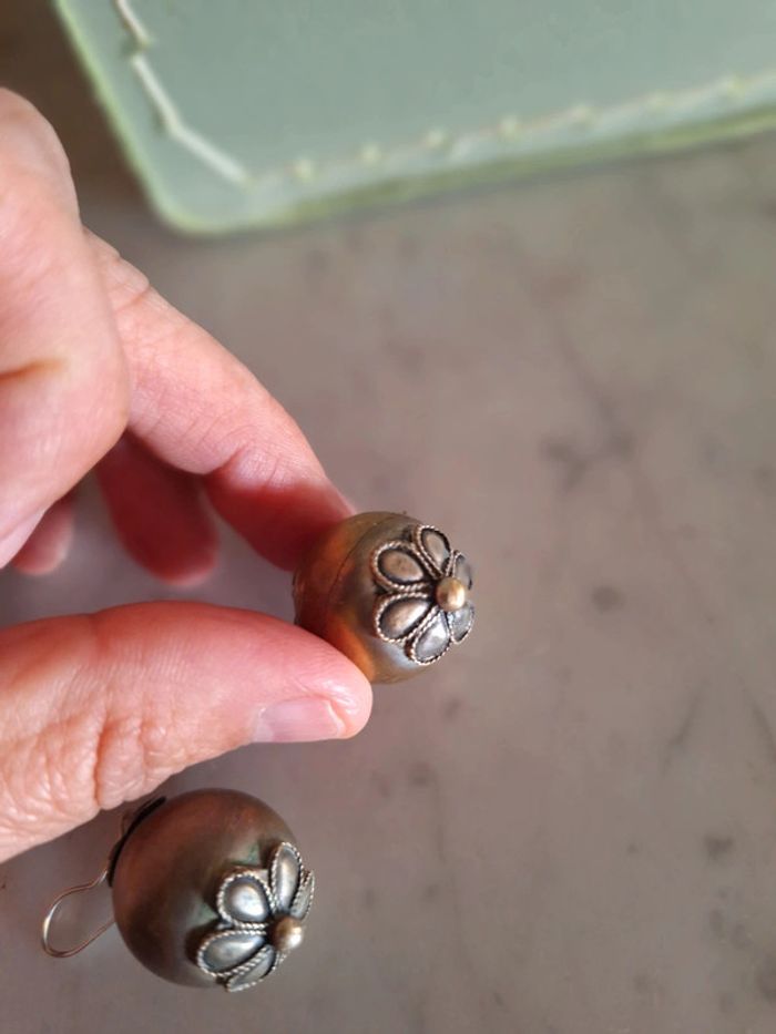 Boucles d'oreilles en métal vieilli - photo numéro 5