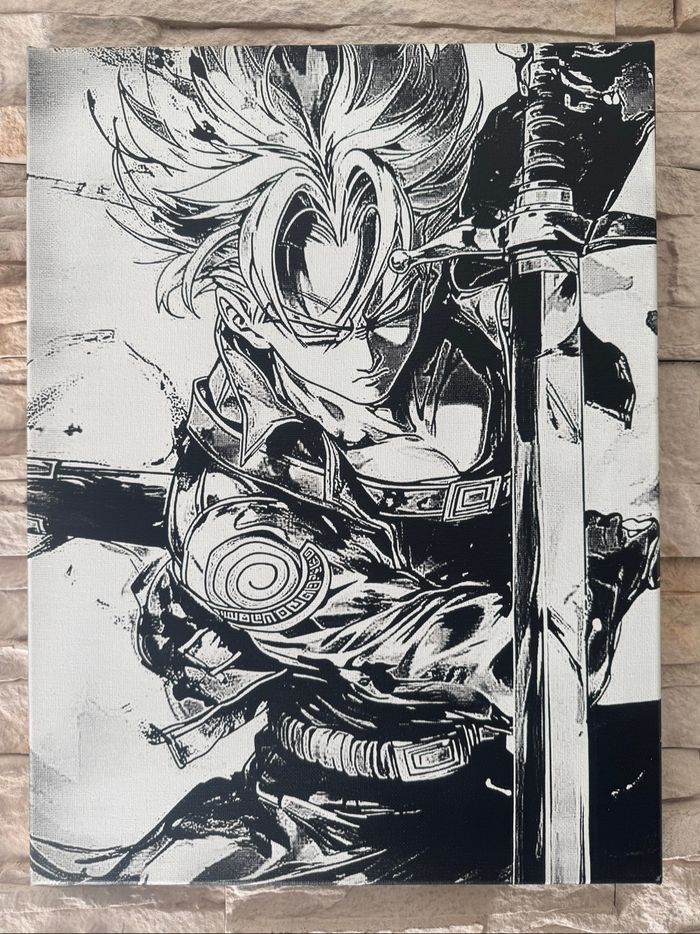 Tableau Trunks futur épée Dragon Ball en toile 30x40cm