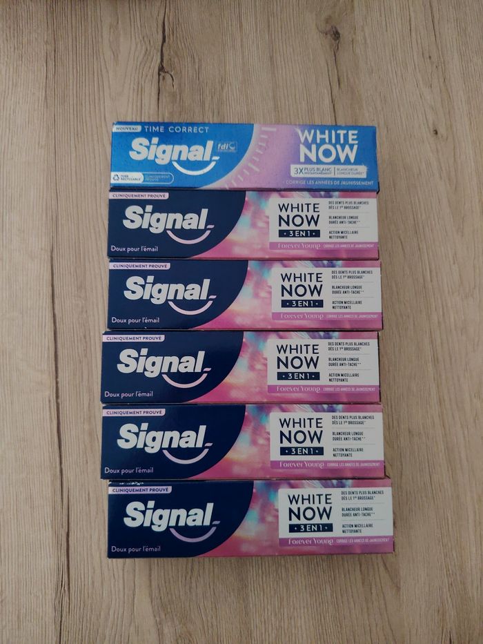 Dentifrice signal white now