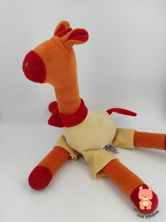 Doudou Girafe Orange Jaune Sucre d'Orge