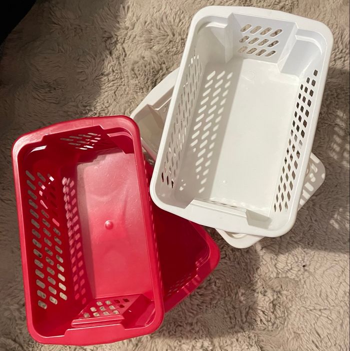 Lots 4 Paniers Des Rangement Rouge Blanc - photo numéro 6