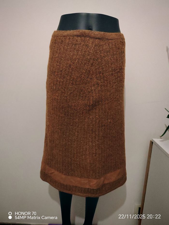 Jupe en laine et daim vintage