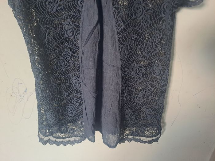 Blouse Transparente broderie dentelle bleu - photo numéro 7