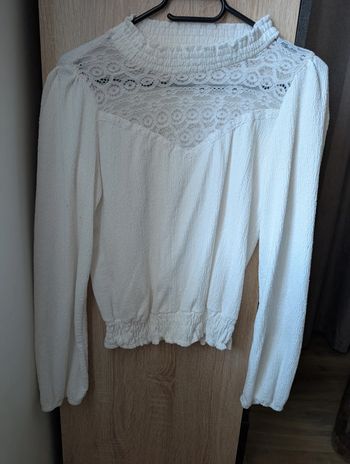 Blouse blanche dentelle femme taille S