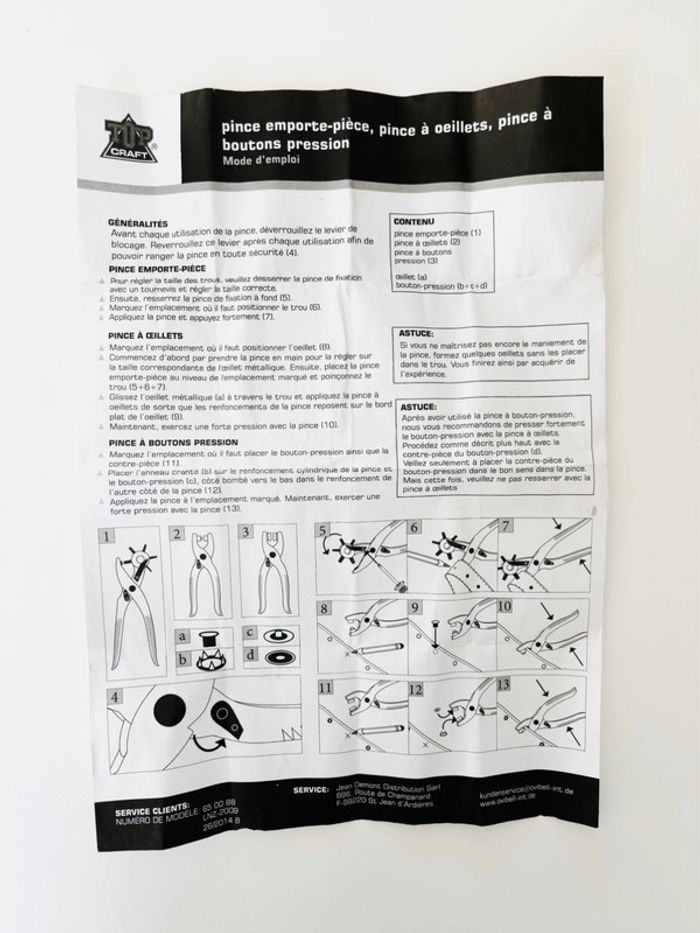 Pince emporte-pièce, pince a œillets - pince à boutons pression + œillets et bouton à pressions - photo numéro 3