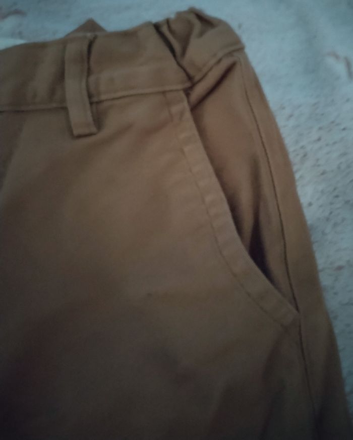 Pantalon élégant straight Fit Camel "H&M" taille réglable 98% coton - photo numéro 5