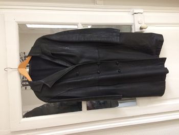 Manteau vintage en cuir véritable noir 100% agneau