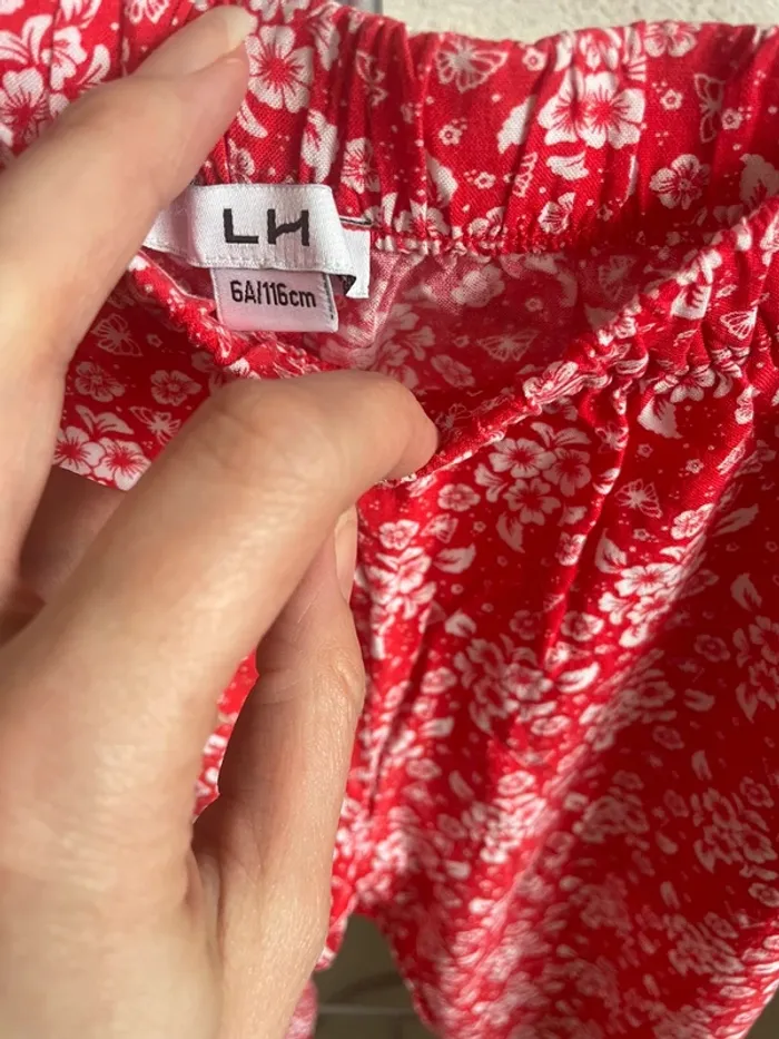 Pantalon fluide fille 6 ans rouge fleur la halle - photo numéro 2