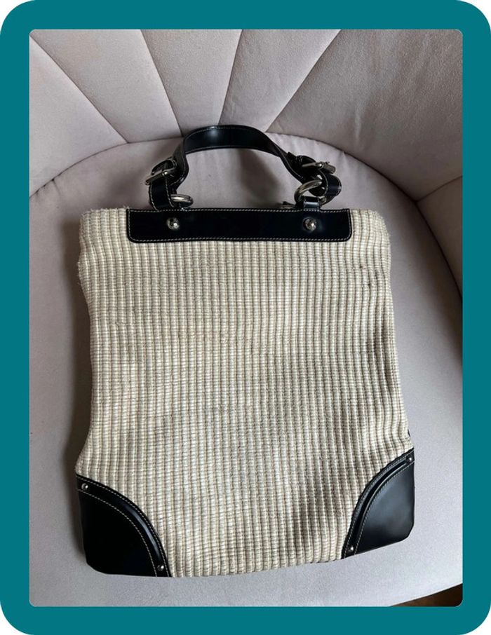 Sac à main cabas paille et cuir vintage - Anne Fontaine - photo numéro 6