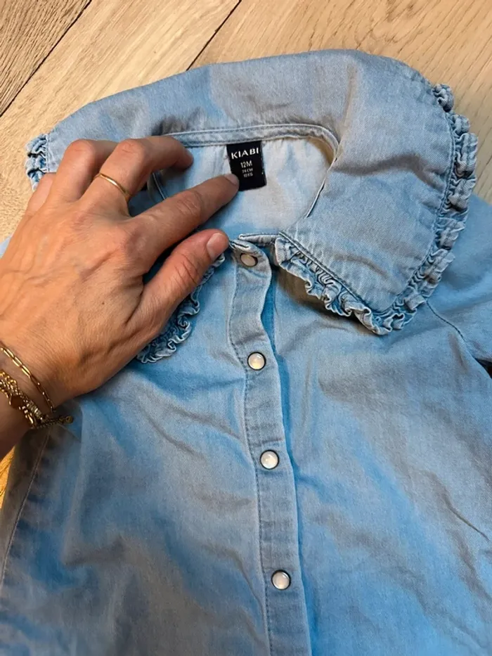 Chemise blouse en jean bébé fille 12 mois à col - photo numéro 2