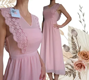 Robe longue rose pâle Naf Naf S neuve avec étiquette