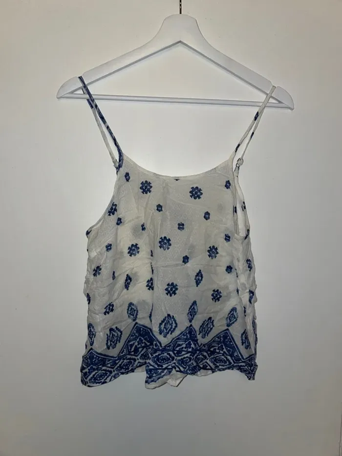 Crop top blanc et bleu Forever21 M