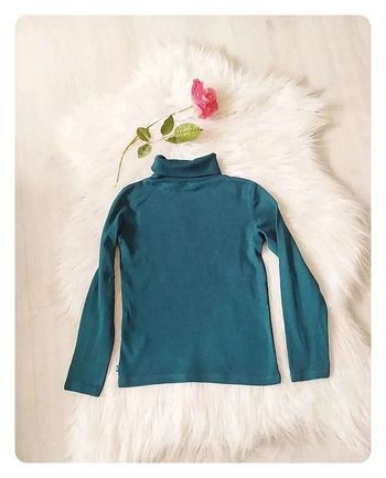 Tee-shirt sous-pull coton col roulé vert canard Okaïdi 8 ans