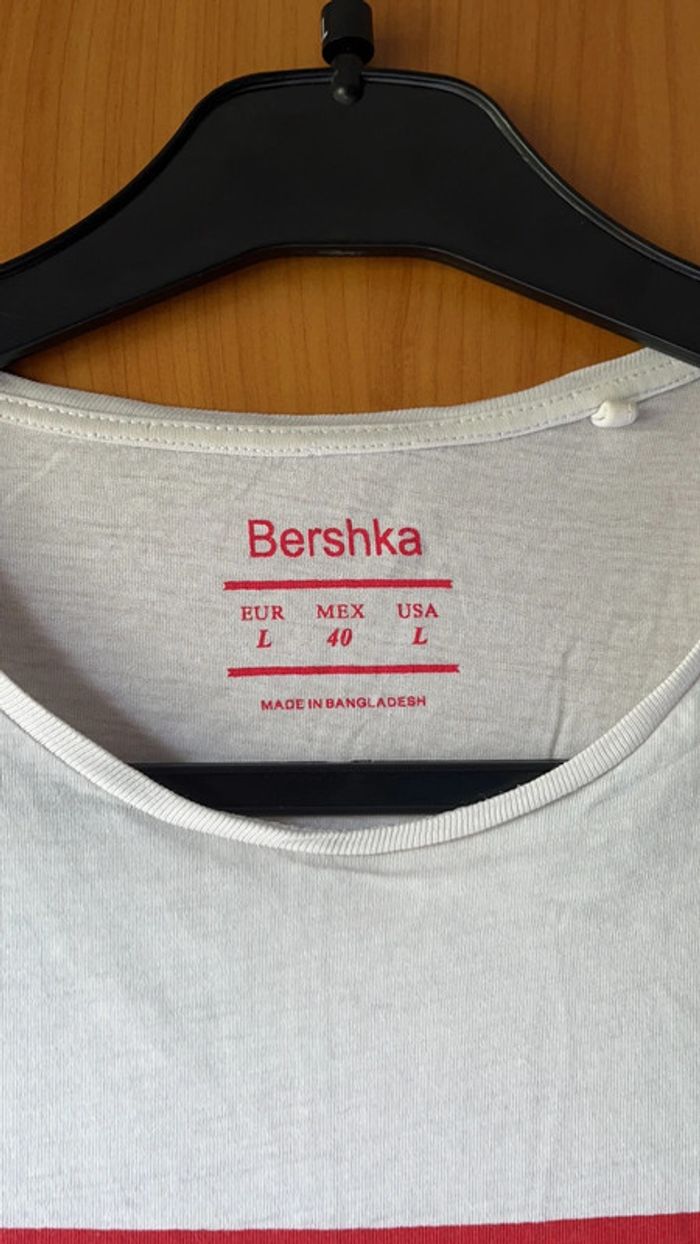 Tee shirt blanc imprimé L Bershka - photo numéro 3