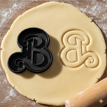Emporte-pièce lettre B calligraphiée pour biscuit et pâtisserie 8cm