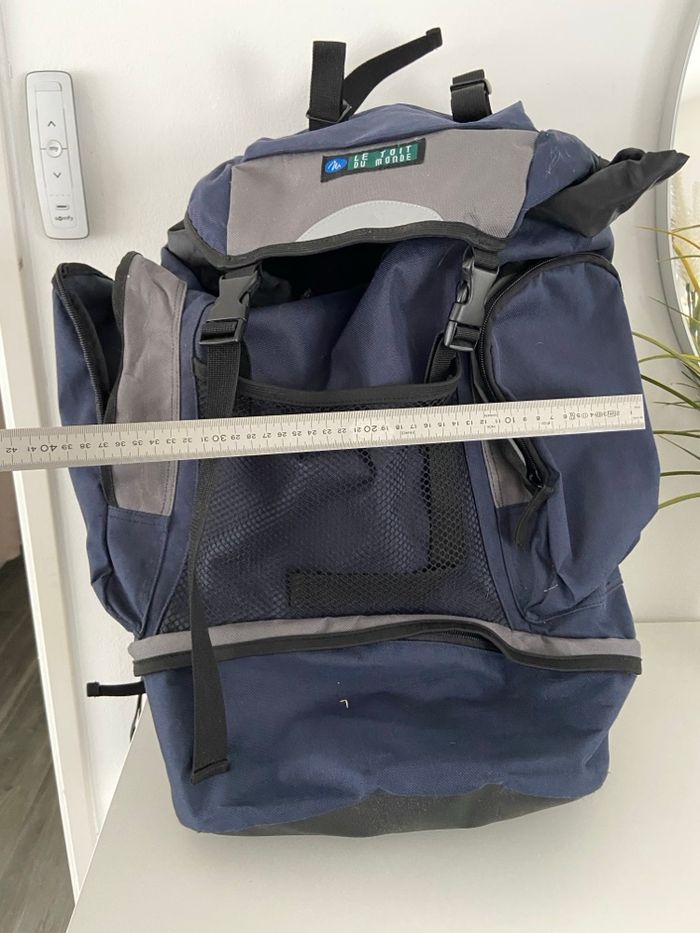 Grand Sac à Dos Randonnée / Voyage "Le Toit du Monde" - Bleu et Gris - photo numéro 10