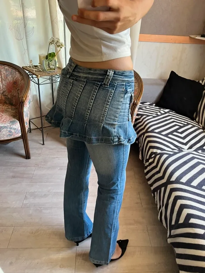 Pantalon avec jupe intégrée vintage bohème champêtre 2000yer y2k - photo numéro 4