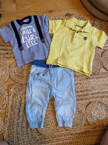 Jean Zara 6,9 mois polo, Timberland, et T-shirt Timberland comme neuf 9 mois
