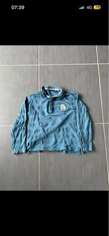 Polo manches longues sweat pull col garçon Sergent Major 9ans bleu bouton