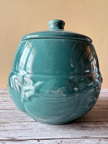 Pot à biscuits Vintage A. SANTOS Portugal – Céramique émaillée Vert Canard