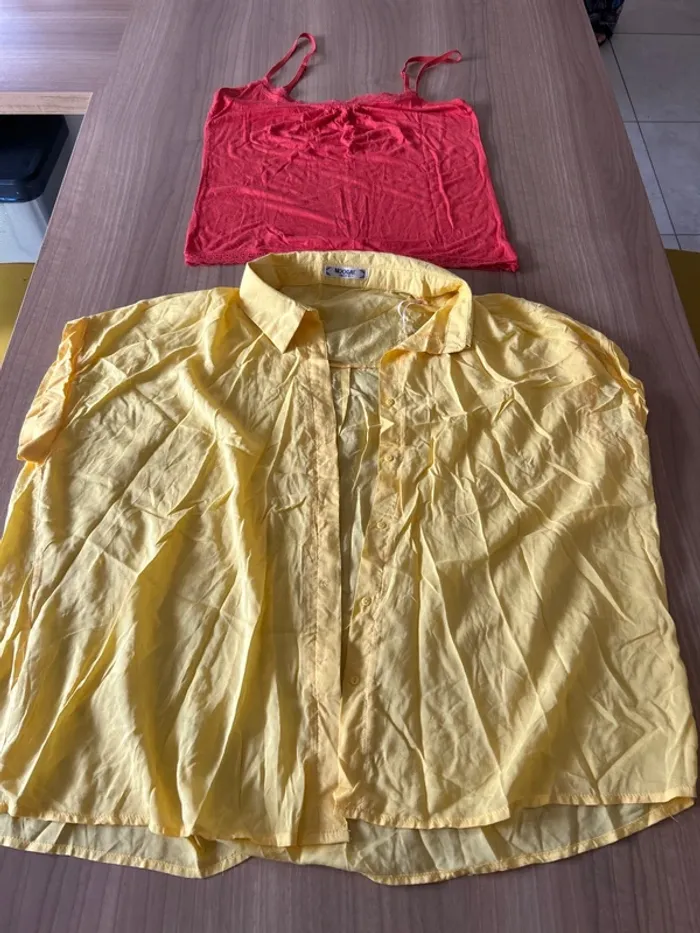 Chemisier manches courtes jaune taille 3 - photo numéro 2