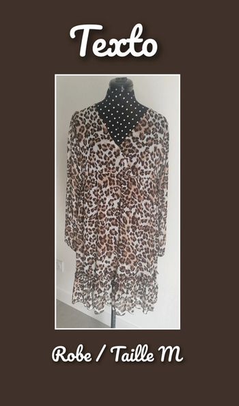 Robe courte fluide légère léopard marron beige Taille M Texto