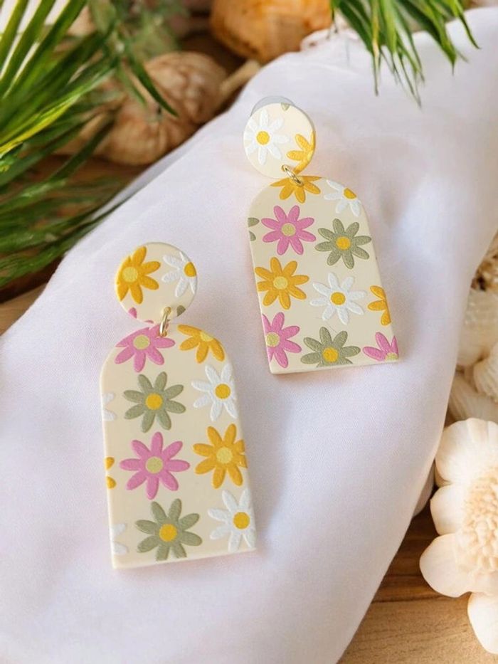Boucles d'oreilles pendantes  - motif fleurs - tendance bohème - printemps été 🌼