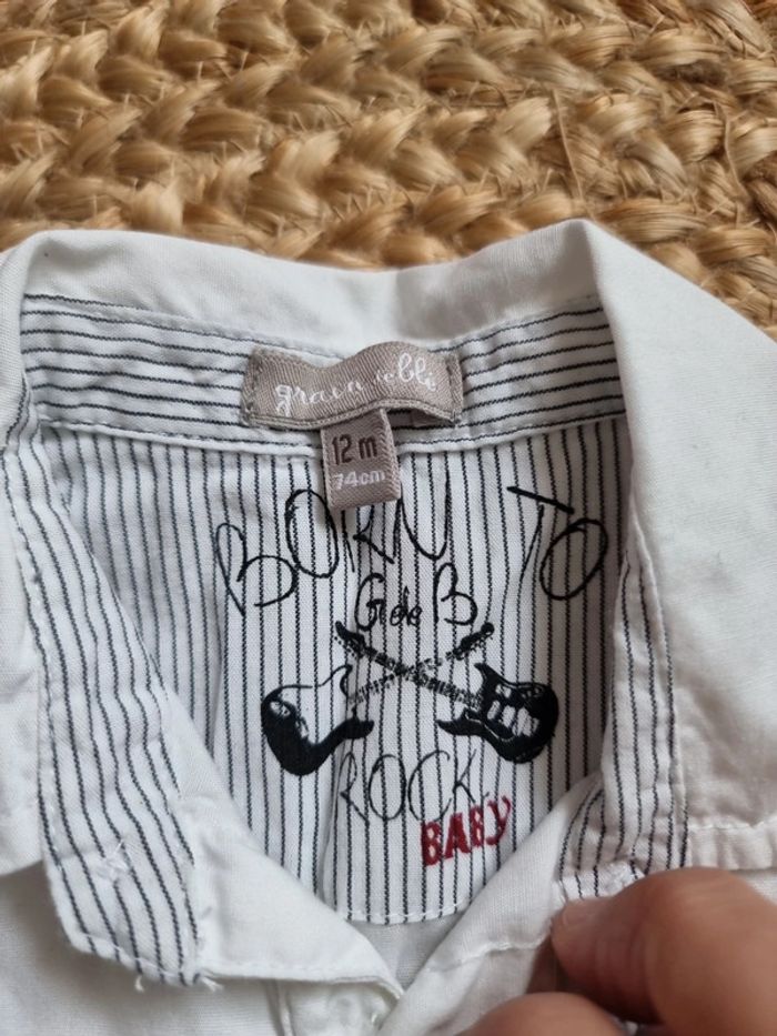 Chemise blanche grain de blé 12 mois - photo numéro 4