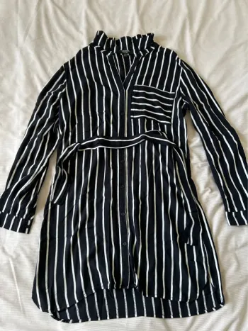 Robe-chemise rayée noir et blanc Jennyfer - Taille XL