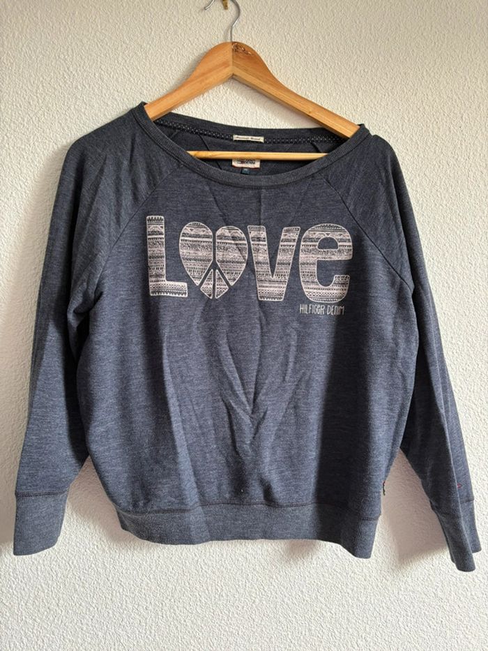 Sweat-shirt Tommy Hilfiger bleu/gris taille XS