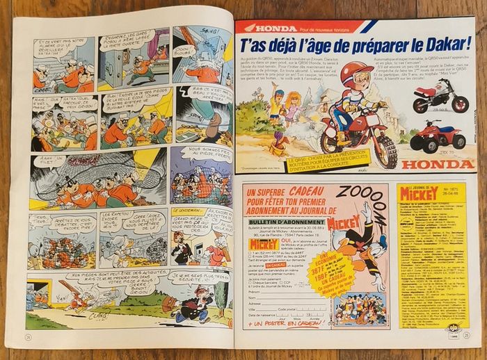 Ancien journal de mickey avec cadeau Arche de Noé 1988 N°1870 vintage - photo numéro 10